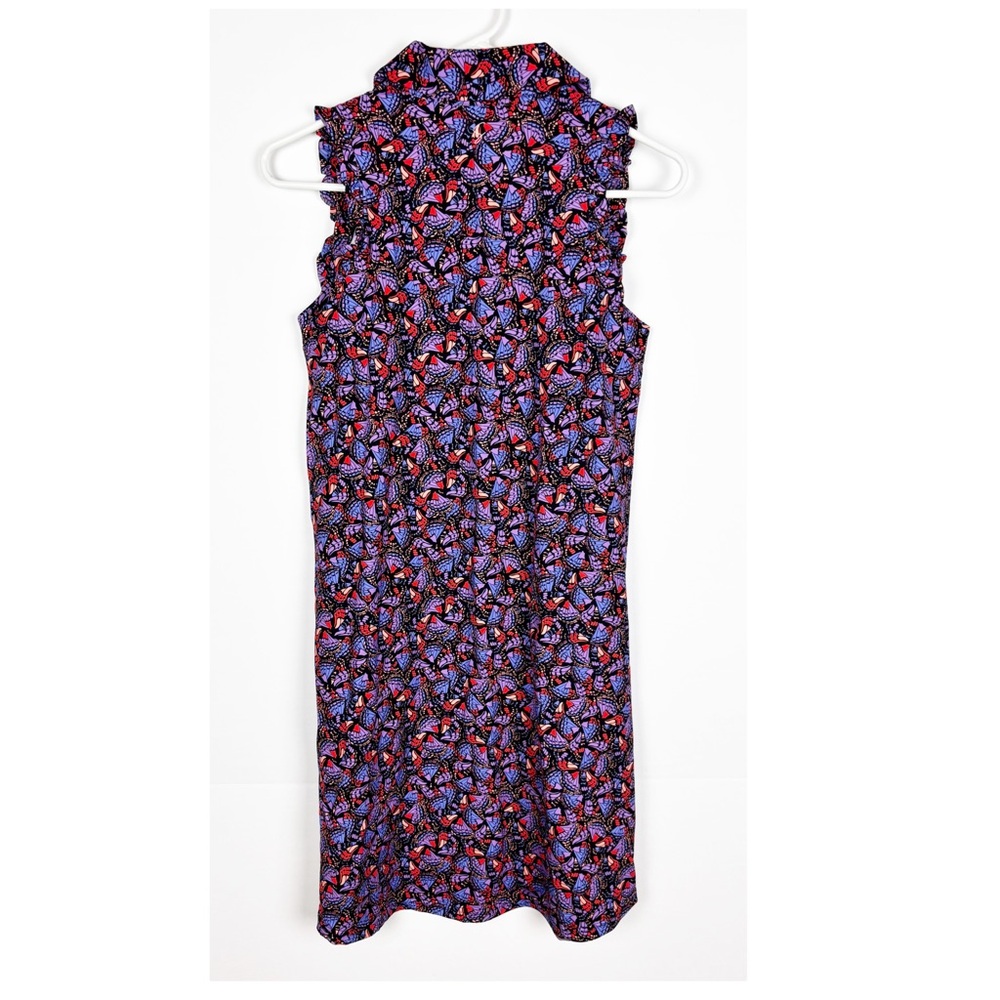 SSYS Scuba Dress Size XS Collared Ruffle Sleeve Nylon Active Multi Colored Print - Picture 2 of 7